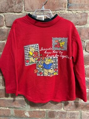 Vintage Kids' Red Long-Sleeve Playful Friends Graphic Sweatshirt size 5